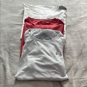 Under Armour White and Red T-Shirt Trio Large